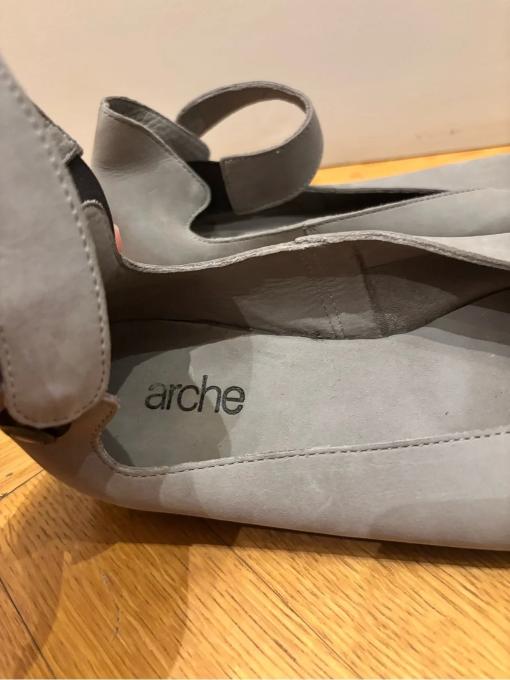 Arche Gray Ankle-Strap Ballet Flats